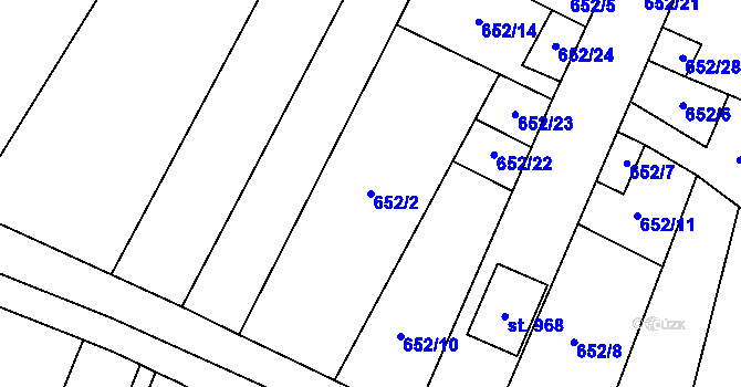Parcela st. 652/2 v KÚ Šakvice, Katastrální mapa