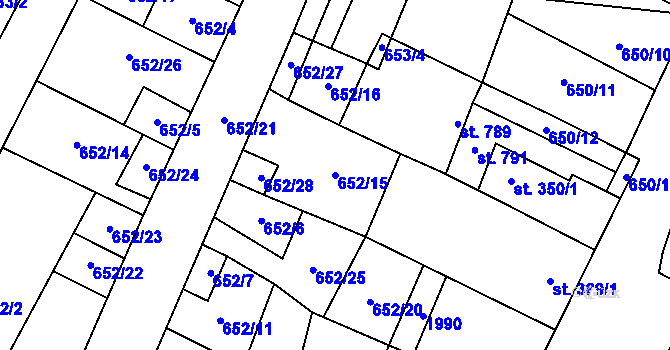 Parcela st. 652/15 v KÚ Šakvice, Katastrální mapa