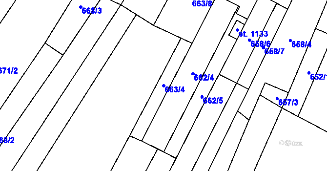 Parcela st. 663/4 v KÚ Šakvice, Katastrální mapa