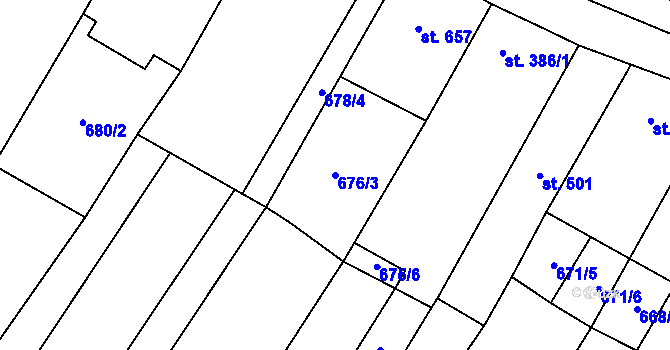 Parcela st. 676/3 v KÚ Šakvice, Katastrální mapa