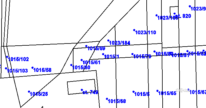 Parcela st. 1015/1 v KÚ Šakvice, Katastrální mapa