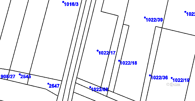 Parcela st. 1022/17 v KÚ Šakvice, Katastrální mapa