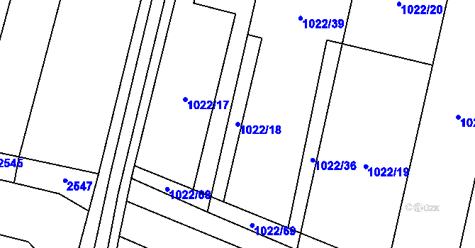 Parcela st. 1022/18 v KÚ Šakvice, Katastrální mapa