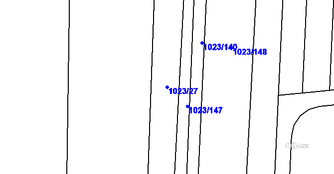 Parcela st. 1023/27 v KÚ Šakvice, Katastrální mapa