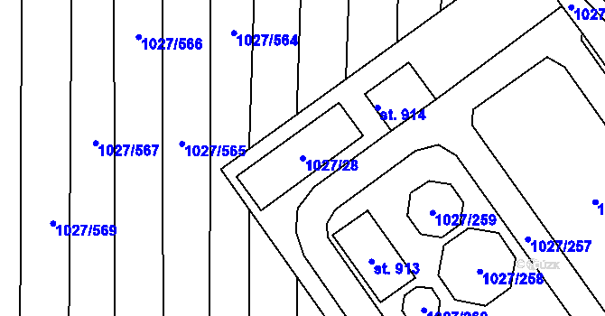 Parcela st. 1027/28 v KÚ Šakvice, Katastrální mapa