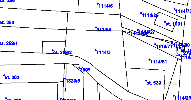 Parcela st. 1114/3 v KÚ Šakvice, Katastrální mapa