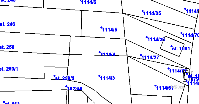 Parcela st. 1114/4 v KÚ Šakvice, Katastrální mapa