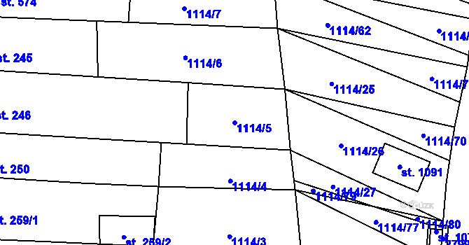 Parcela st. 1114/5 v KÚ Šakvice, Katastrální mapa