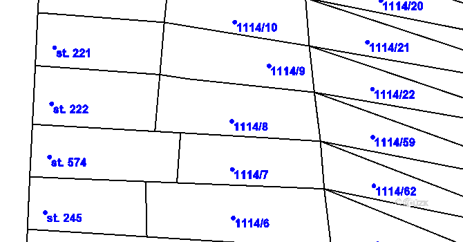Parcela st. 1114/8 v KÚ Šakvice, Katastrální mapa