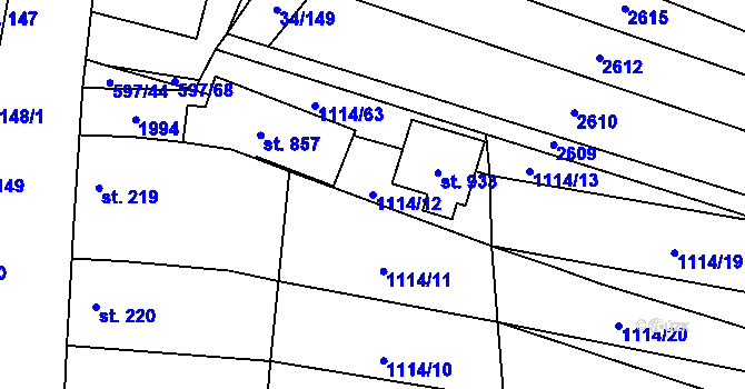 Parcela st. 1114/12 v KÚ Šakvice, Katastrální mapa