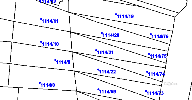 Parcela st. 1114/21 v KÚ Šakvice, Katastrální mapa