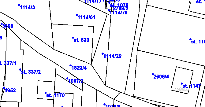 Parcela st. 1114/29 v KÚ Šakvice, Katastrální mapa