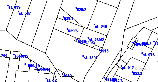 Parcela st. 289/3 v KÚ Šakvice, Katastrální mapa