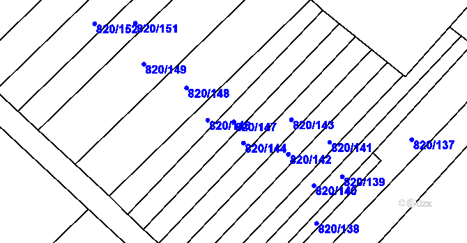 Parcela st. 820/147 v KÚ Šakvice, Katastrální mapa