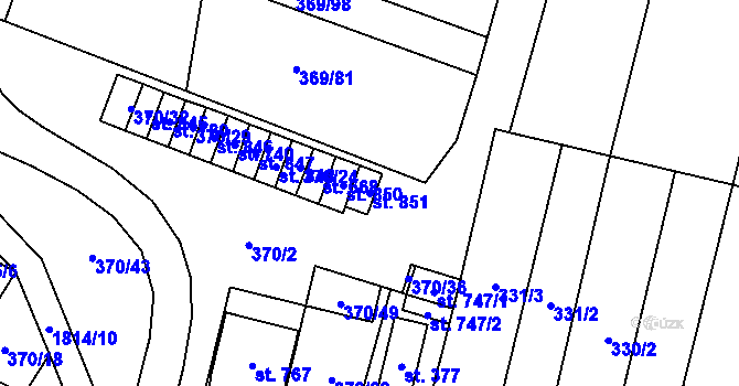 Parcela st. 851 v KÚ Šakvice, Katastrální mapa
