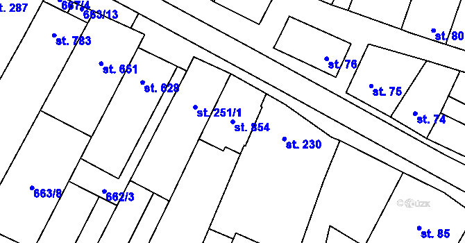 Parcela st. 854 v KÚ Šakvice, Katastrální mapa