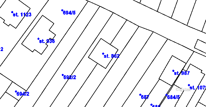 Parcela st. 862 v KÚ Šakvice, Katastrální mapa