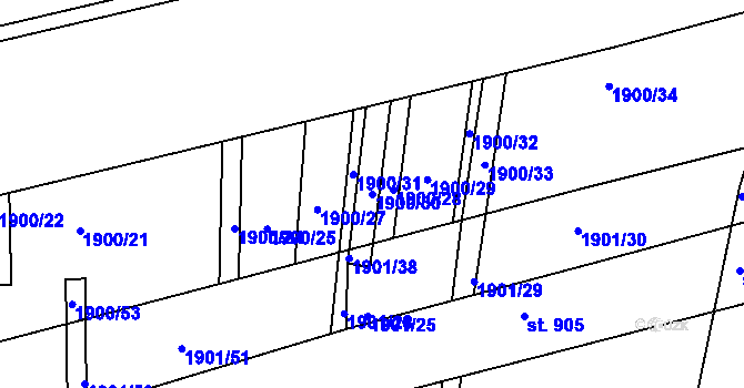Parcela st. 1900/30 v KÚ Šakvice, Katastrální mapa