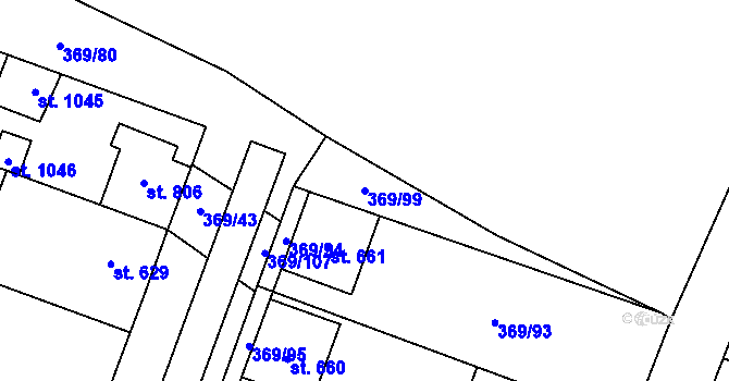 Parcela st. 369/99 v KÚ Šakvice, Katastrální mapa