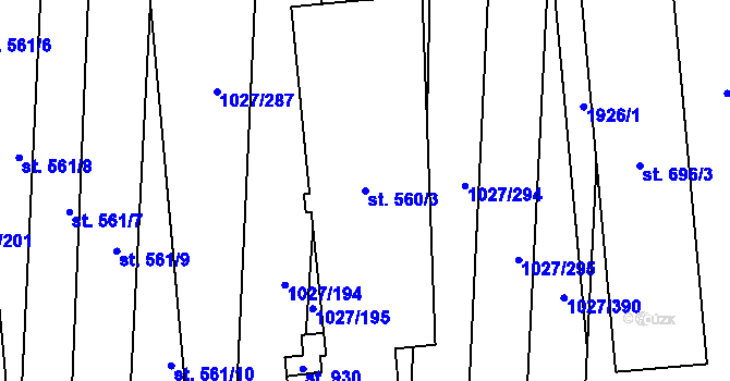Parcela st. 560/3 v KÚ Šakvice, Katastrální mapa