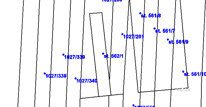 Parcela st. 562/1 v KÚ Šakvice, Katastrální mapa