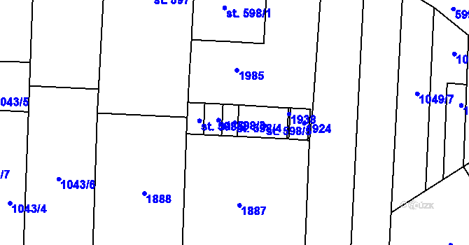 Parcela st. 598/4 v KÚ Šakvice, Katastrální mapa