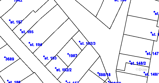 Parcela st. 192/3 v KÚ Šakvice, Katastrální mapa