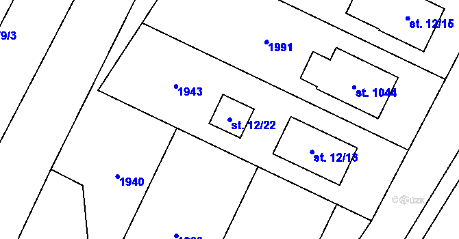 Parcela st. 12/22 v KÚ Šakvice, Katastrální mapa