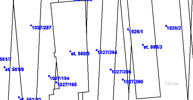 Parcela st. 1027/294 v KÚ Šakvice, Katastrální mapa