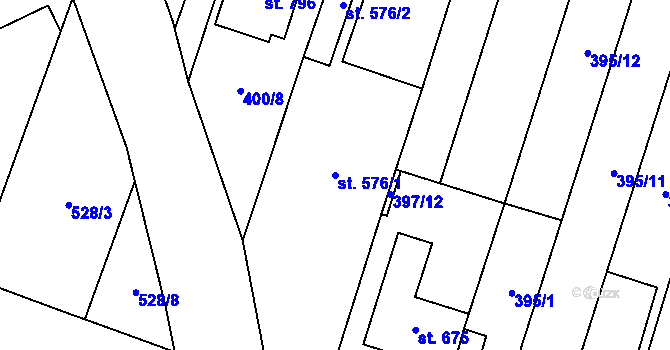 Parcela st. 576/1 v KÚ Šakvice, Katastrální mapa
