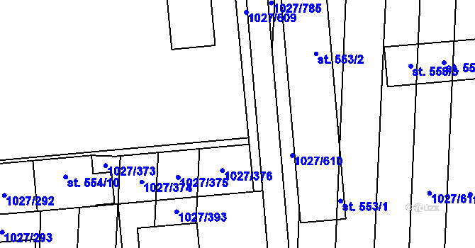 Parcela st. 1027/377 v KÚ Šakvice, Katastrální mapa