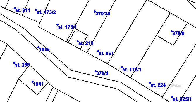 Parcela st. 967 v KÚ Šakvice, Katastrální mapa