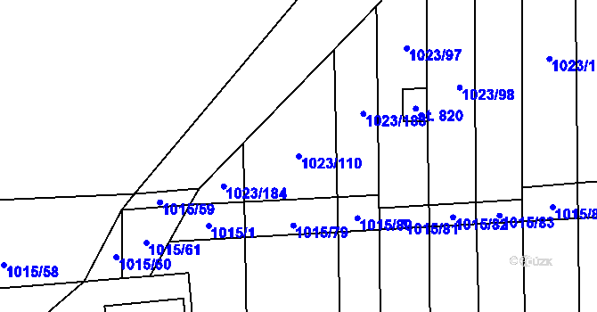 Parcela st. 1023/110 v KÚ Šakvice, Katastrální mapa