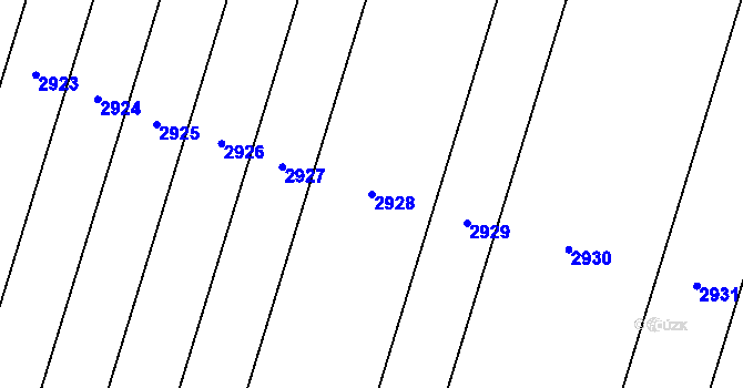 Parcela st. 2928 v KÚ Šakvice, Katastrální mapa