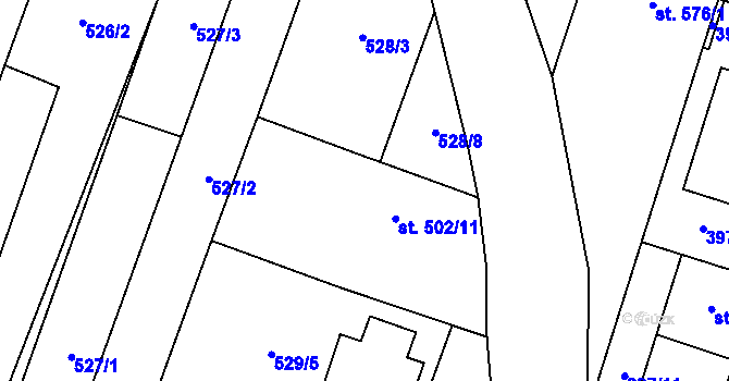 Parcela st. 502/10 v KÚ Šakvice, Katastrální mapa