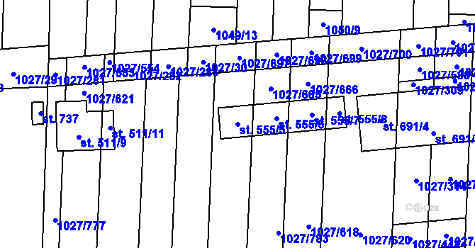 Parcela st. 555/5 v KÚ Šakvice, Katastrální mapa