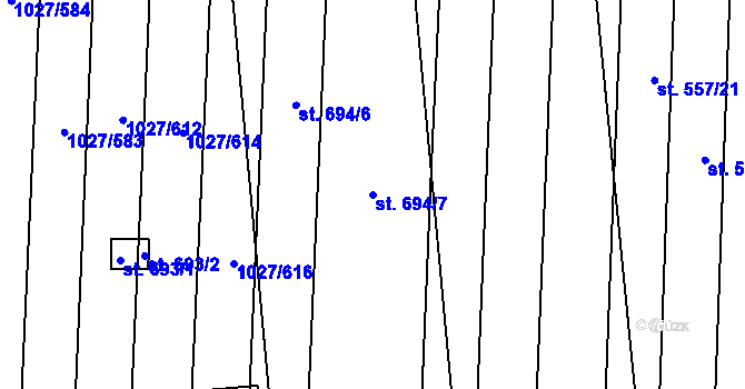 Parcela st. 694/7 v KÚ Šakvice, Katastrální mapa