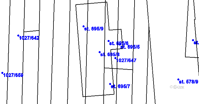 Parcela st. 695/8 v KÚ Šakvice, Katastrální mapa