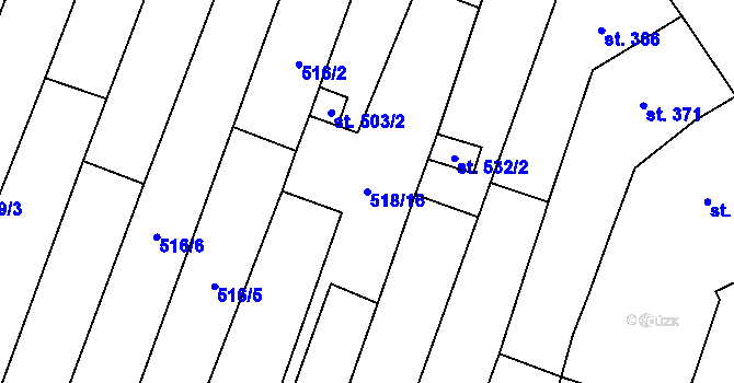 Parcela st. 518/16 v KÚ Šakvice, Katastrální mapa