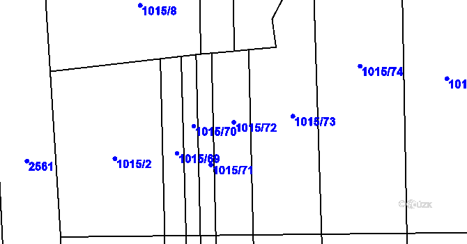 Parcela st. 1015/72 v KÚ Šakvice, Katastrální mapa