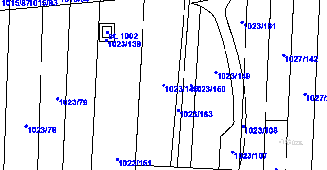 Parcela st. 1023/146 v KÚ Šakvice, Katastrální mapa