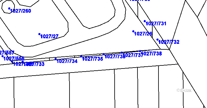 Parcela st. 1027/736 v KÚ Šakvice, Katastrální mapa