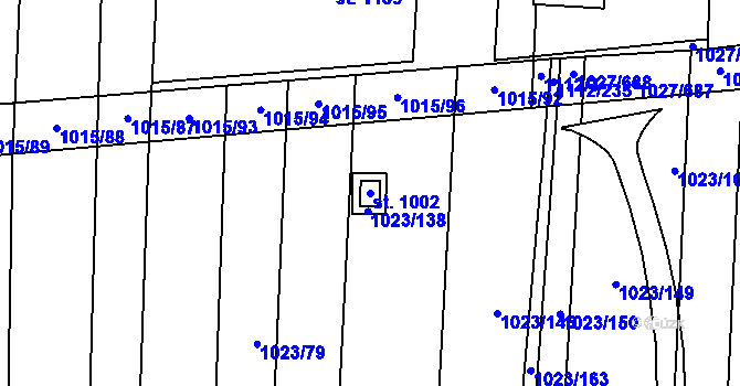 Parcela st. 1002 v KÚ Šakvice, Katastrální mapa