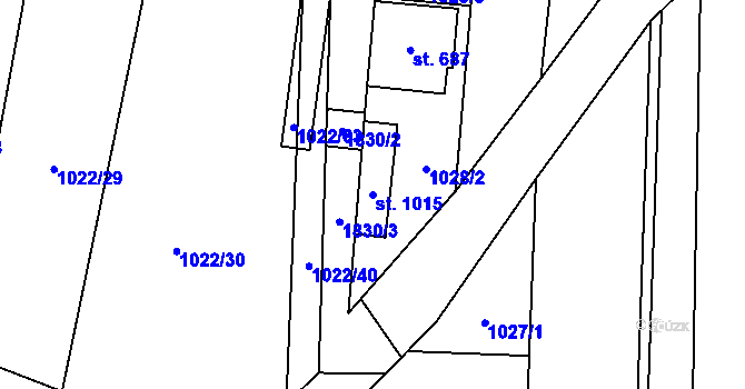 Parcela st. 1015 v KÚ Šakvice, Katastrální mapa