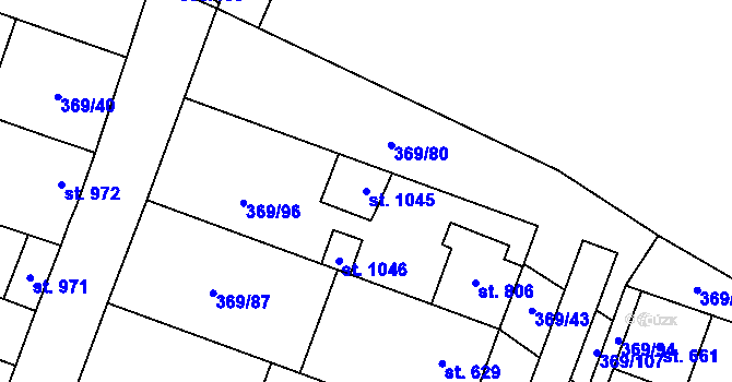 Parcela st. 1045 v KÚ Šakvice, Katastrální mapa