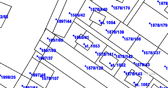Parcela st. 1053 v KÚ Šakvice, Katastrální mapa