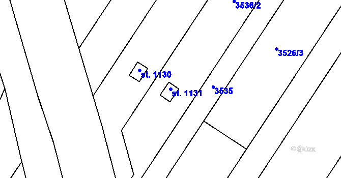 Parcela st. 1131 v KÚ Šakvice, Katastrální mapa
