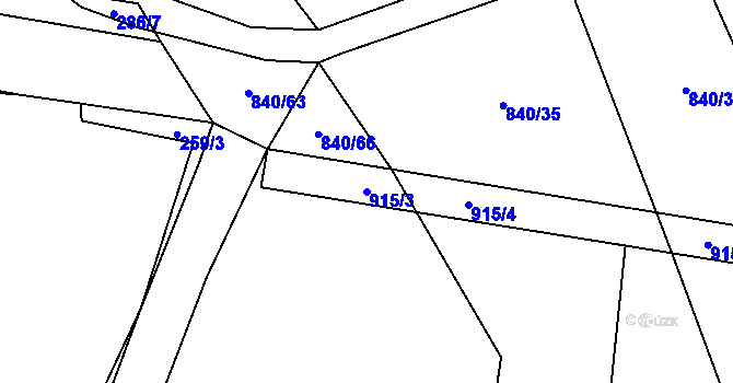 Parcela st. 915/3 v KÚ Šalmanovice, Katastrální mapa