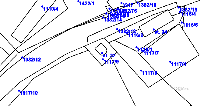 Parcela st. 32 v KÚ Šalmanovice, Katastrální mapa