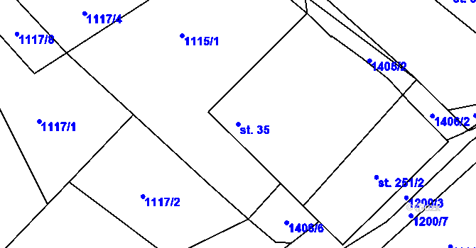 Parcela st. 35 v KÚ Šalmanovice, Katastrální mapa